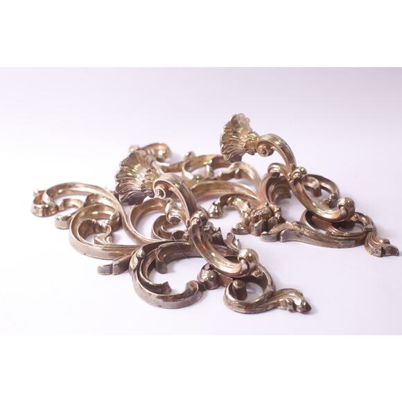 Baroque, Candlestick Holders, Set of 2, Golden Tone, Wall Mount, ~ 250605-WH 322 - Picture 1 of 3